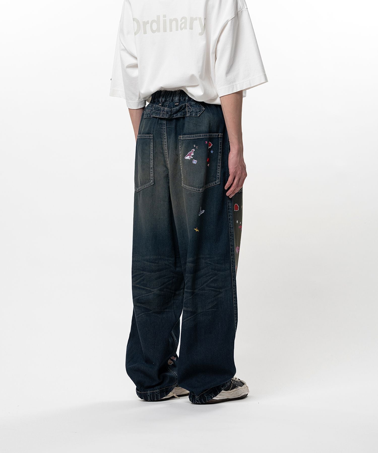 Maison MIHARA YASUHIRO Kids Sticker Printed Baker Denim Pants